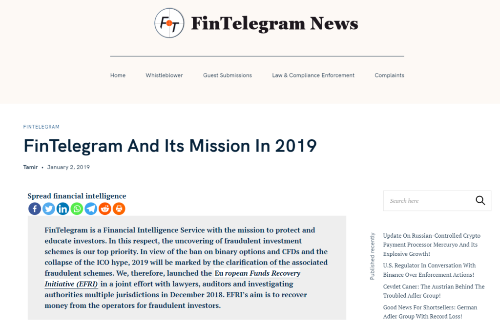 Fintelegram, the scam misleading business. The story from the beginning. Part 2.